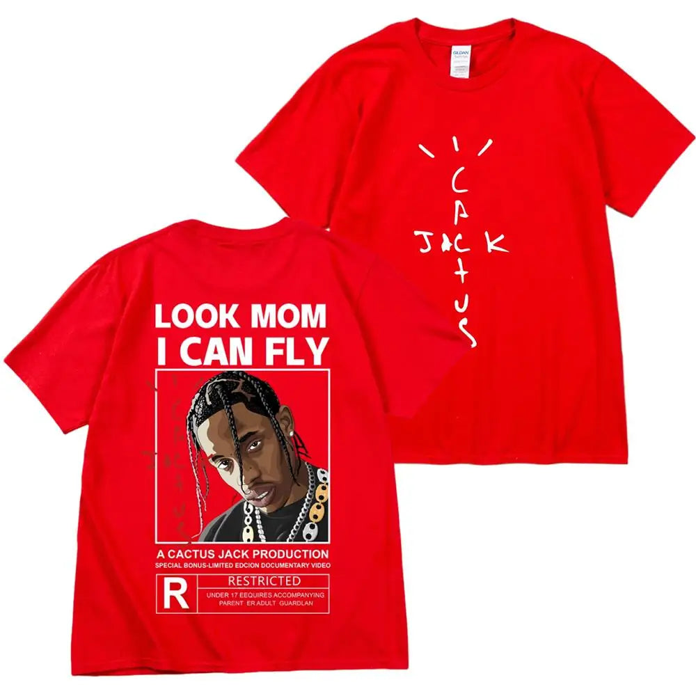Kanye West Fashion Hip Hop Men Tshirt Tour Short Sleeve CACTUS JACK Print Basic Couple Loose Short Sleeve T-Shirt Cotton Clothes - Travis Scott Merchandise - Free Shipping Buy Now