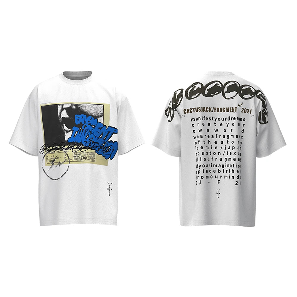 2023 New Summer Cactus Jack Letter Embroidery Short Sleeve Tees Men's Streetwear Crew Neck Cotton Tshirts Y2K Unisex Tank Tops - Travis Scott Merchandise - Free Shipping Buy Now