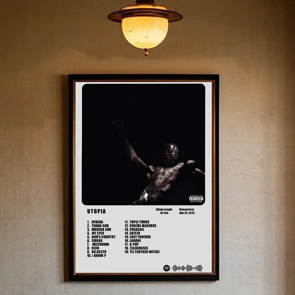 T-Travis Scott Astroworld Jackboys Music Album Poster art sticky wall waterproof home living room bedroom bar aesthetic decorati - Travis Scott Merchandise - Free Shipping Buy Now