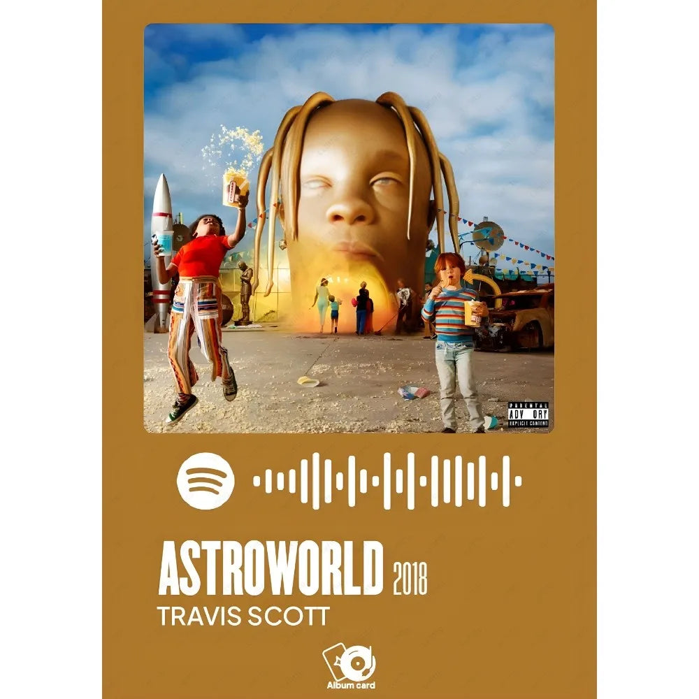 T-Travis S-Scott RodeoAstroworld Album Poster Sticky Wall Art Printing Waterproof Home Living Bed Room Bar Aesthetic Decor - Travis Scott Merchandise - Free Shipping Buy Now