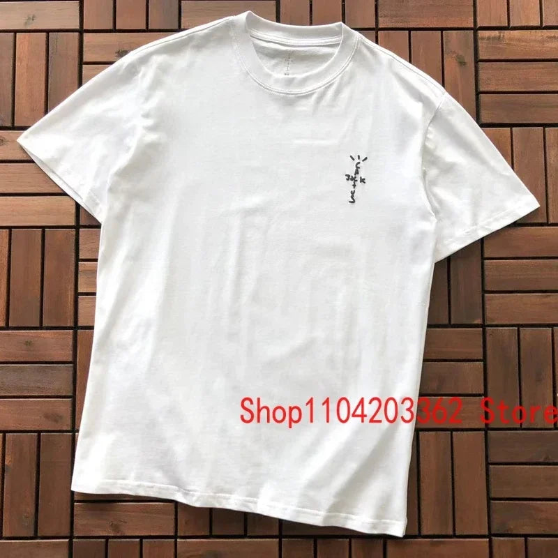 Street Men Women CACTUS JACK Short Sleeve T-shirt Summer Loose Casual Cartoon Print Crewneck Top Breathable Cotton UTOPIA Tshirt - Travis Scott Merchandise - Free Shipping Buy Now