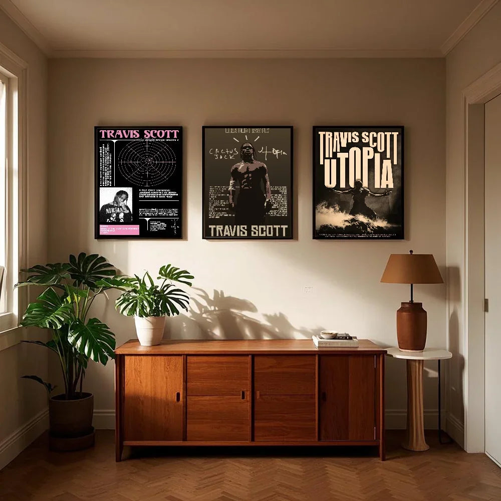 T-Travis Scott Astroworld Jackboys Music Album Poster art sticky wall waterproof home living room bedroom bar aesthetic decorati - Travis Scott Merchandise - Free Shipping Buy Now