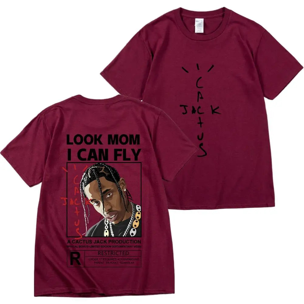 Kanye West Fashion Hip Hop Men Tshirt Tour Short Sleeve CACTUS JACK Print Basic Couple Loose Short Sleeve T-Shirt Cotton Clothes - Travis Scott Merchandise - Free Shipping Buy Now