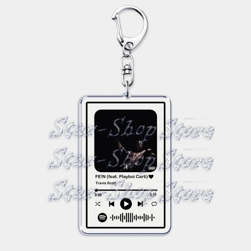 Hot Hip Hop Rap Singer Music Keychains for Women Man Accessories Bag Goosebumps Playlist Code Keying Jewelry Fans Friends Gift - Travis Scott Merchandise - Free Shipping Buy Now