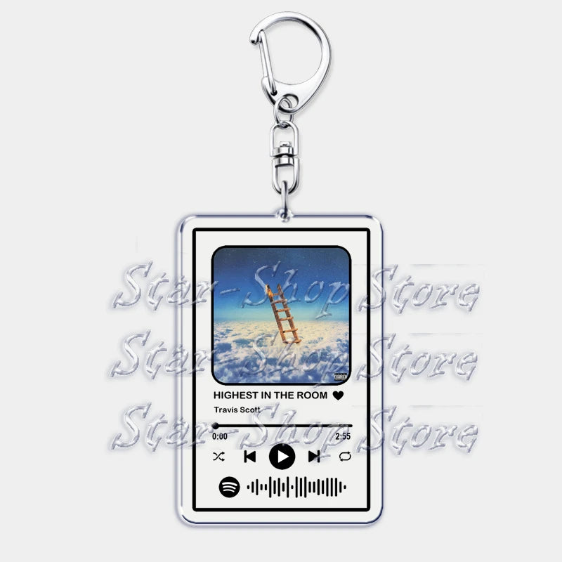 Hot Hip Hop Rap Singer Music Keychains for Women Man Accessories Bag Goosebumps Playlist Code Keying Jewelry Fans Friends Gift - Travis Scott Merchandise - Free Shipping Buy Now