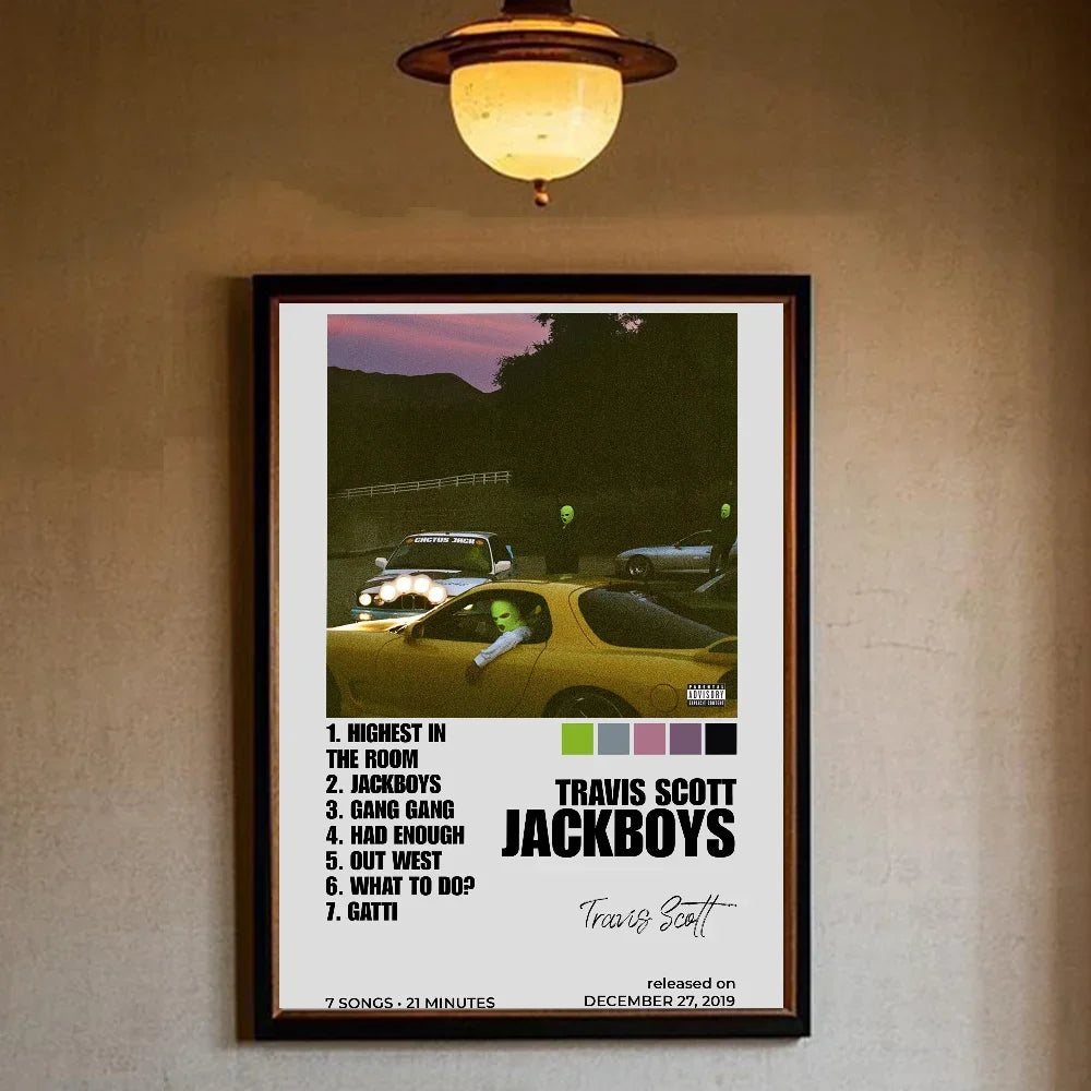 T-Travis Scott Astroworld Jackboys Music Album Poster art sticky wall waterproof home living room bedroom bar aesthetic decorati - Travis Scott Merchandise - Free Shipping Buy Now