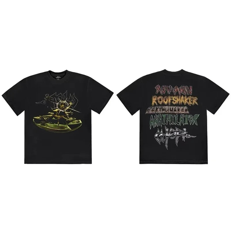 CACTUS JACK Short Sleeve T-shirt Loose Casual Crewneck Men Women Top Tees UTOPIA T Shirt - Travis Scott Merchandise - Free Shipping Buy Now