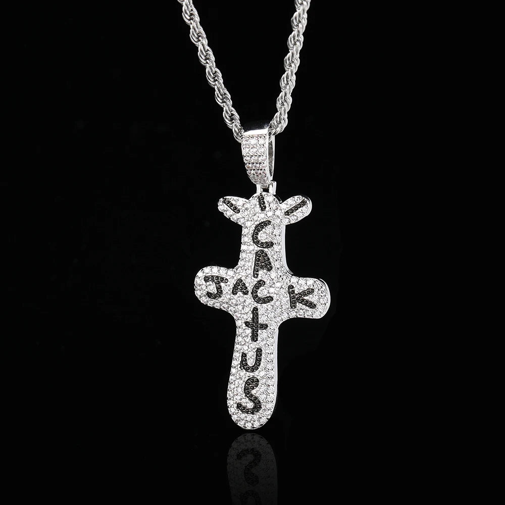 Hip Hop Singer Travis Scott With Cactus Jack Cross Zircon Pendant Necklace - Travis Scott Merchandise - Free Shipping Buy Now