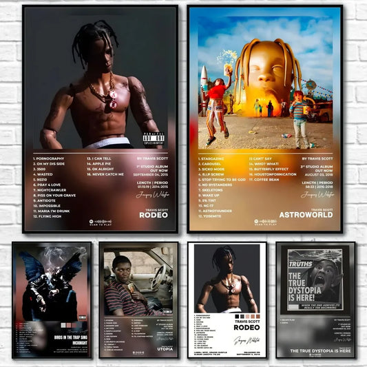 T-Travis S-Scott RodeoAstroworld Album Poster Sticky Wall Art Printing Waterproof Home Living Bed Room Bar Aesthetic Decor - Travis Scott Merchandise - Free Shipping Buy Now