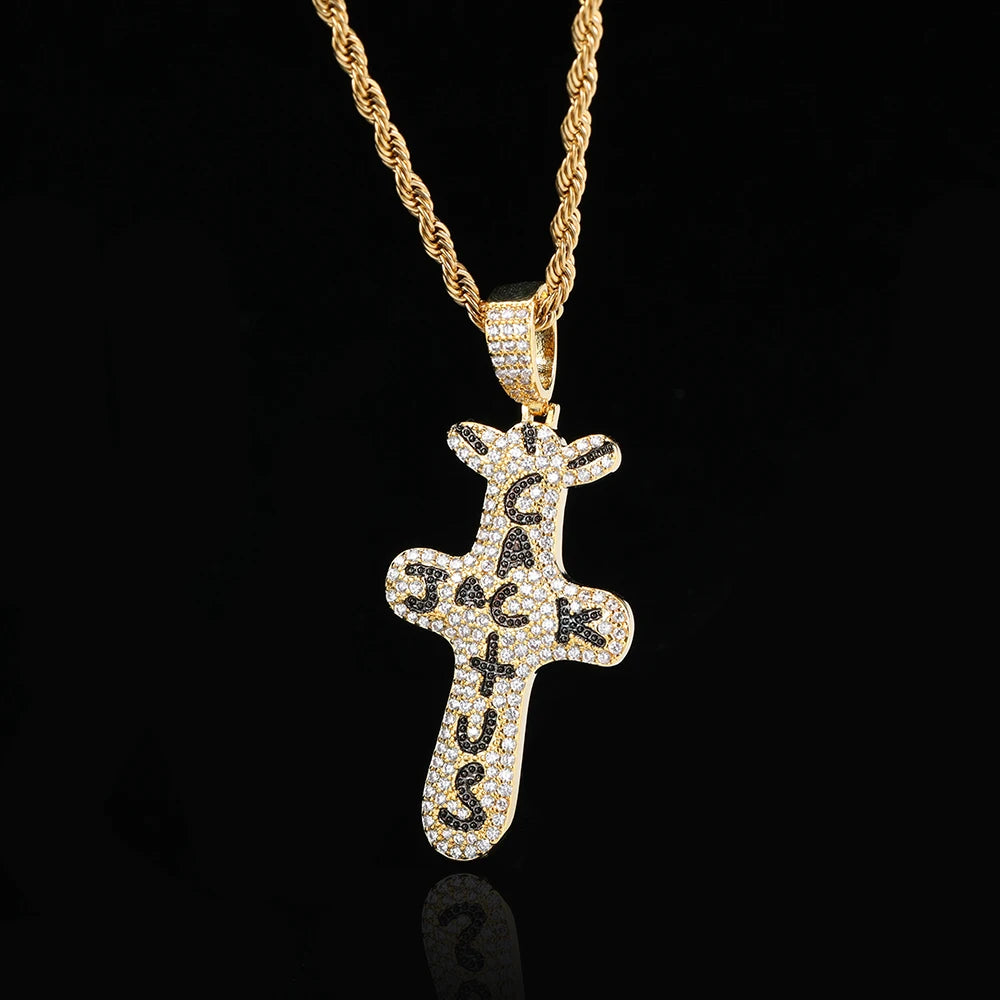 Hip Hop Singer Travis Scott With Cactus Jack Cross Zircon Pendant Necklace - Travis Scott Merchandise - Free Shipping Buy Now