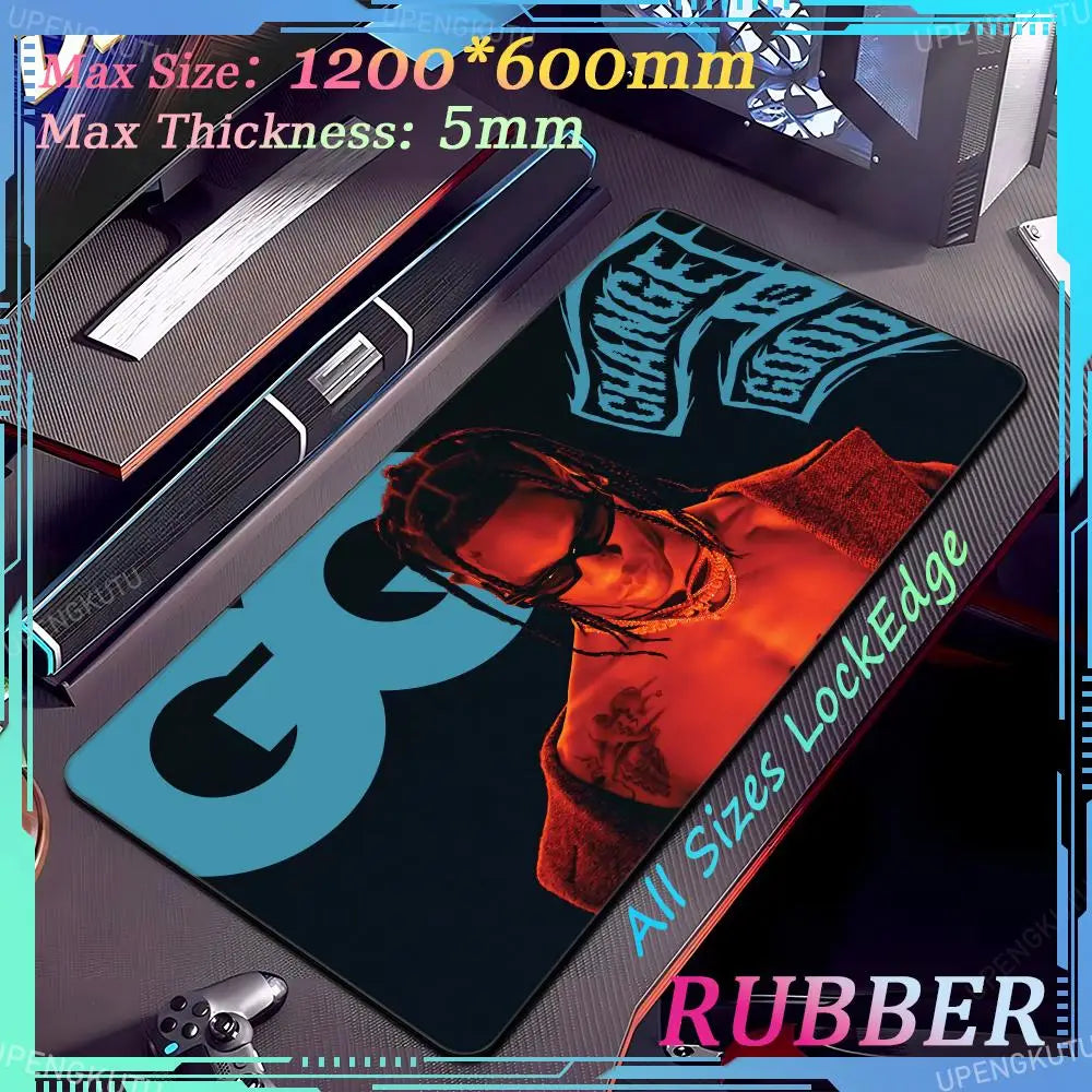 Travis Scott Oversized XXXL MousePad Anime Lock Edge Keyboard Gaming Accessories PC Pad Thick Desk Mat Carpet Rubber Mouse Pad - Travis Scott Merchandise - Free Shipping Buy Now