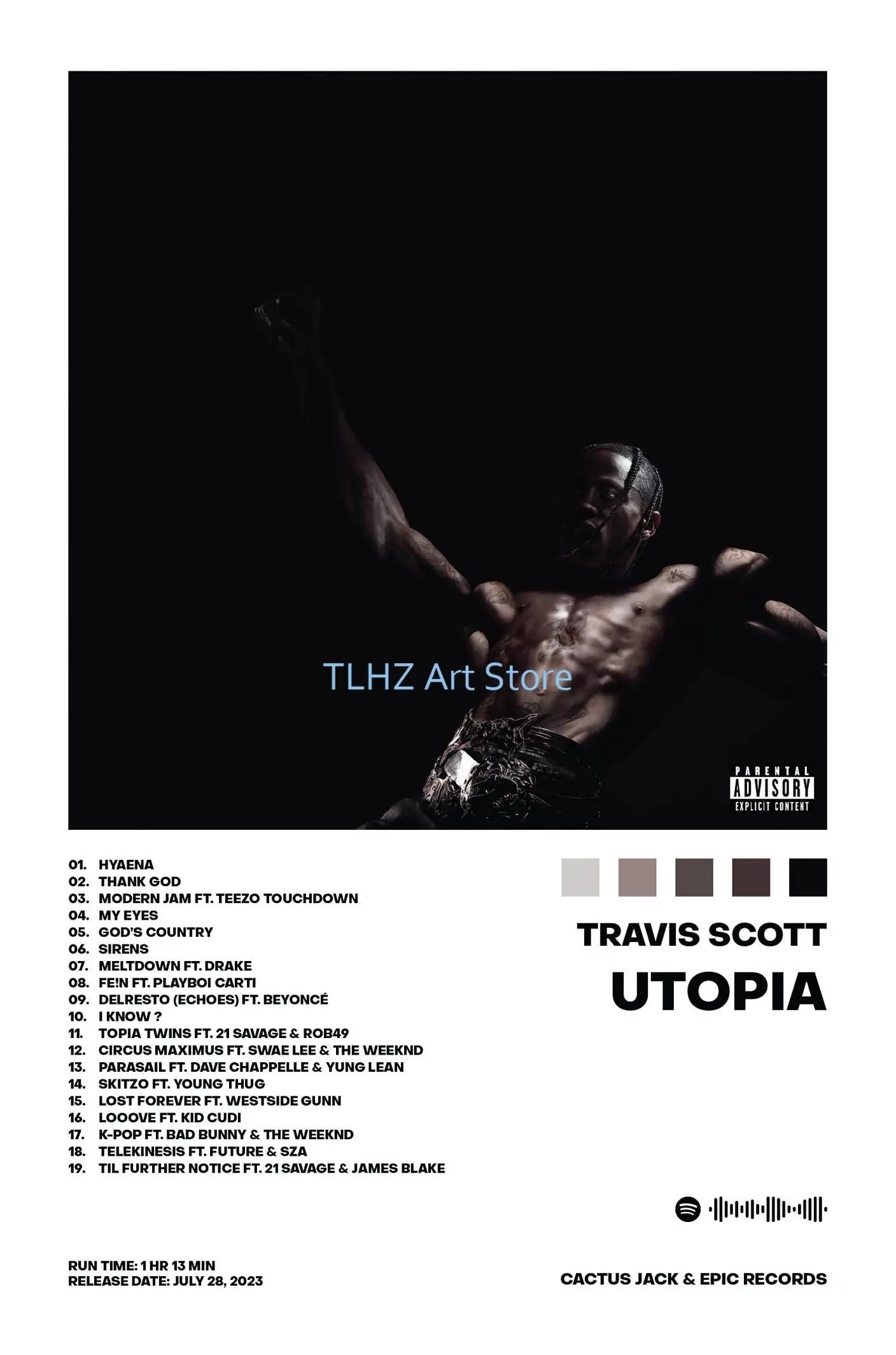 Travis-Scott Music Album Cover Canvas Printing Wall Art Singer Rapper Star Posters and Prints Picture for Living Room Decor Gift - Travis Scott Merchandise - Free Shipping Buy Now