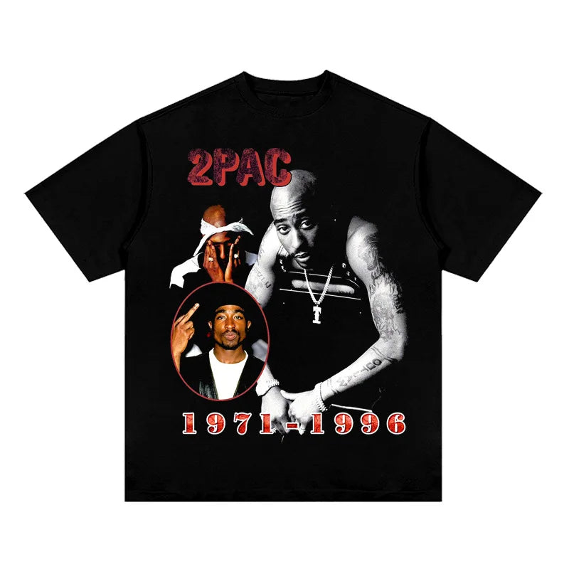 Hip hop rap 2PAC TRAVIS SCOTT personality printing summer men's 100% cotton T-shirt comfortable breathable streetwear - Travis Scott Merchandise - Free Shipping Buy Now
