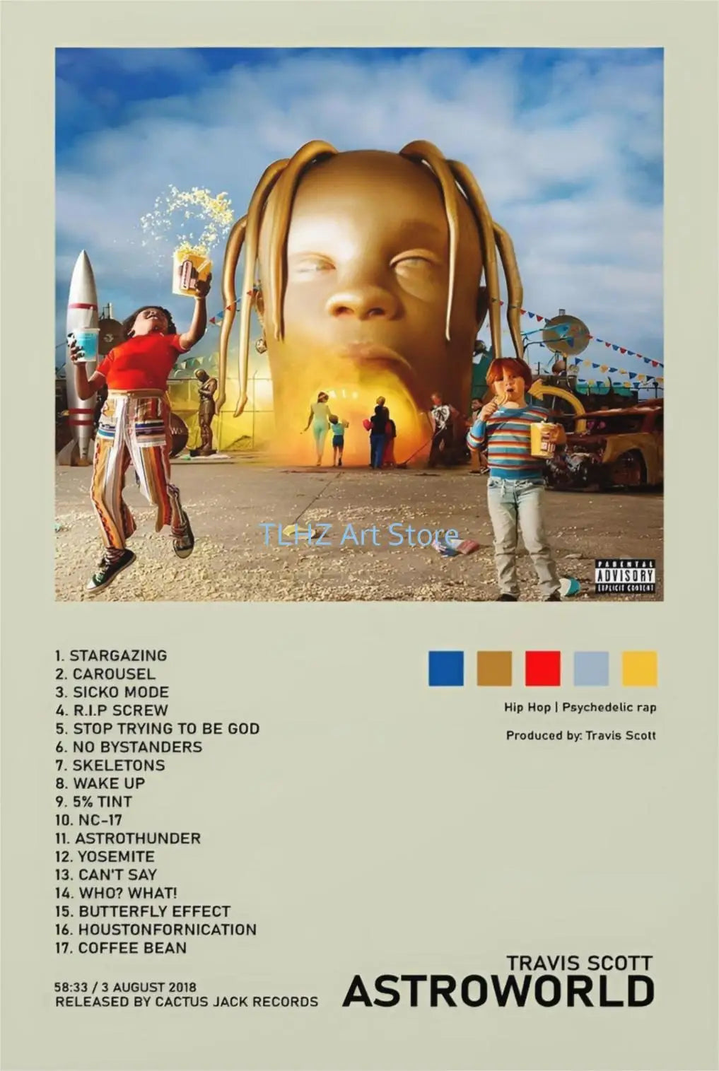 Travis-Scott Music Album Cover Singer Rapper Star Posters and Prints Canvas Printing Wall Art Picture for Living Room Decor Gift - Travis Scott Merchandise - Free Shipping Buy Now