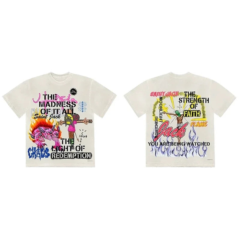 CACTUS JACK Short Sleeve T-shirt Loose Casual Crewneck Men Women Top Tees UTOPIA T Shirt - Travis Scott Merchandise - Free Shipping Buy Now