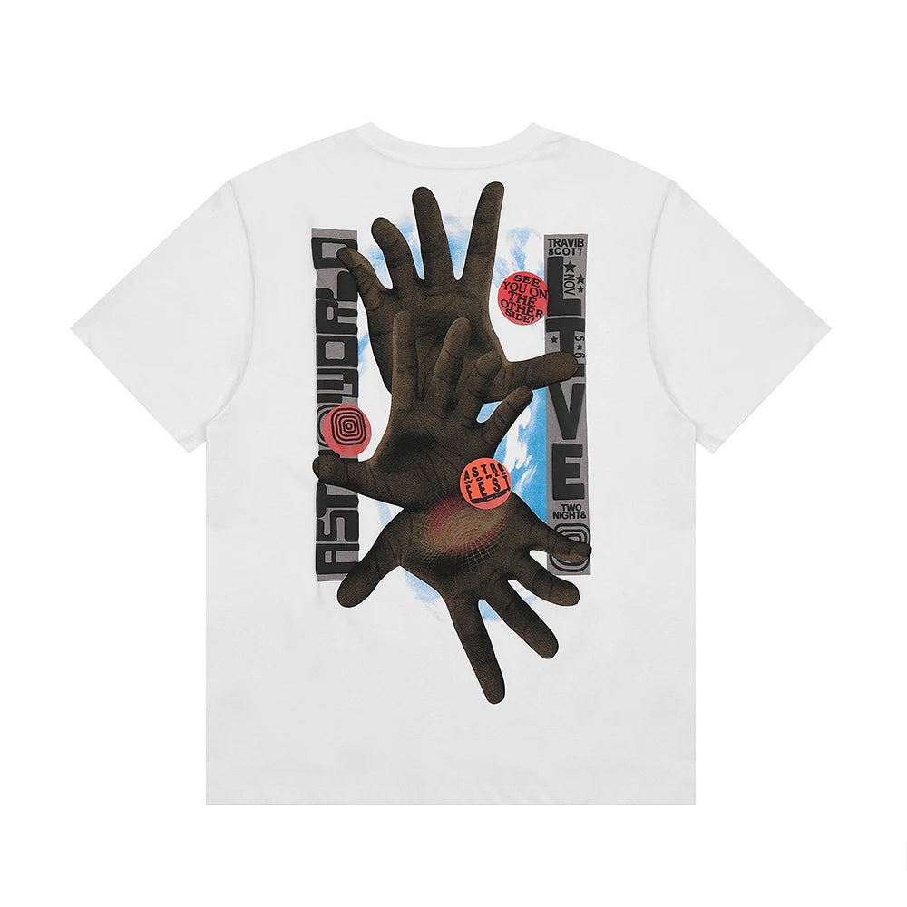 Y2K Summer Vintage Graffiti Cactus Jack Cotton White Tees Men and Women Short Sleeve Loose Casual Tshirts Oversized Hip Hop Tops - Travis Scott Merchandise - Free Shipping Buy Now