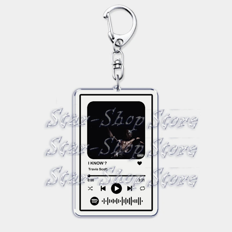 Hot Hip Hop Rap Singer Music Keychains for Women Man Accessories Bag Goosebumps Playlist Code Keying Jewelry Fans Friends Gift - Travis Scott Merchandise - Free Shipping Buy Now