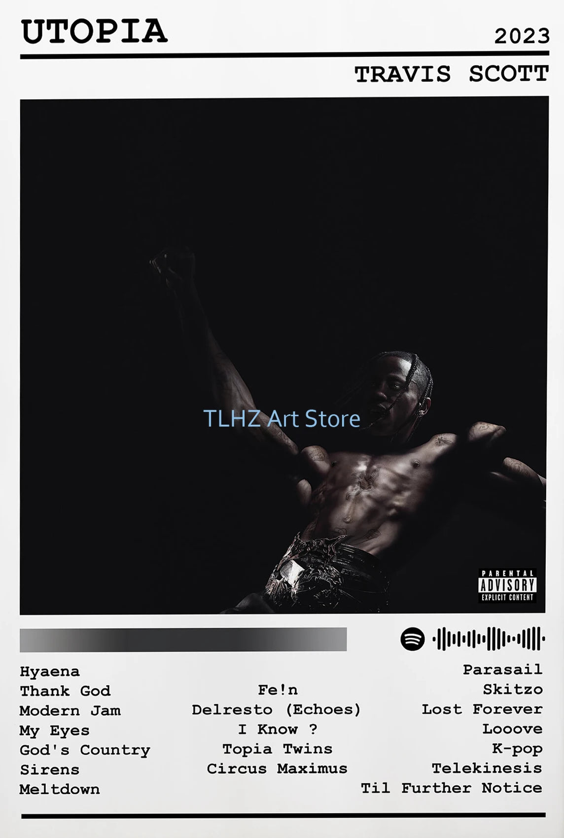 Travis-Scott Music Album Cover Canvas Printing Wall Art Singer Rapper Star Posters and Prints Picture for Living Room Decor Gift - Travis Scott Merchandise - Free Shipping Buy Now