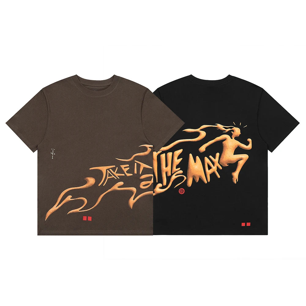 High Street Flame Person Cactus Jack Short Sleeve Summer Tees for Men and Women Crew Neck Harajuku Vintage Cotton Tshirts - Travis Scott Merchandise - Free Shipping Buy Now