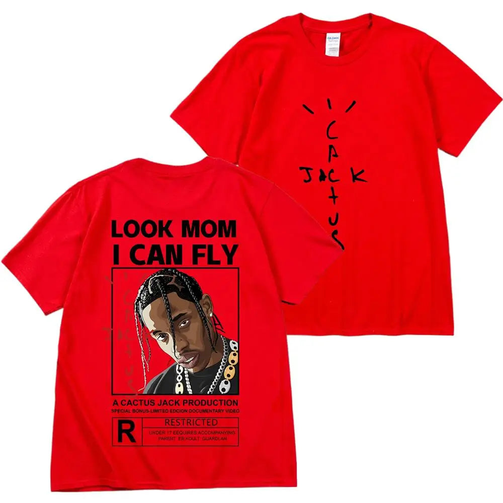 Kanye West Fashion Hip Hop Men Tshirt Tour Short Sleeve CACTUS JACK Print Basic Couple Loose Short Sleeve T-Shirt Cotton Clothes - Travis Scott Merchandise - Free Shipping Buy Now
