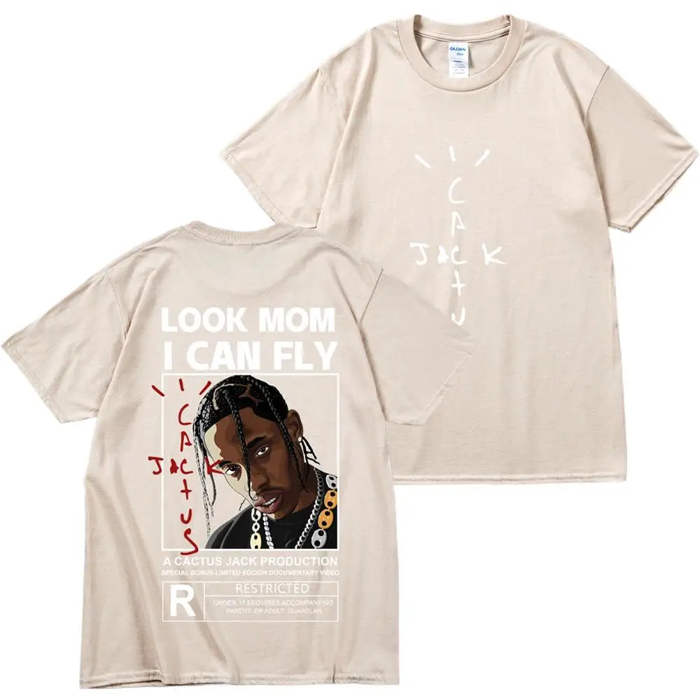 Kanye West Fashion Hip Hop Men Tshirt Tour Short Sleeve CACTUS JACK Print Basic Couple Loose Short Sleeve T-Shirt Cotton Clothes - Travis Scott Merchandise - Free Shipping Buy Now