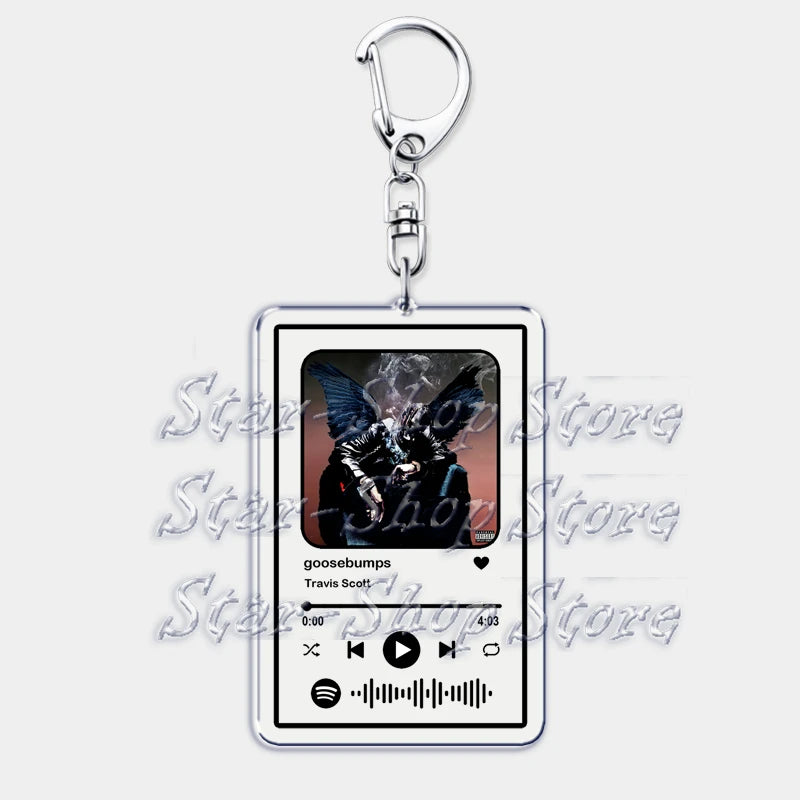 Hot Hip Hop Rap Singer Music Keychains for Women Man Accessories Bag Goosebumps Playlist Code Keying Jewelry Fans Friends Gift - Travis Scott Merchandise - Free Shipping Buy Now