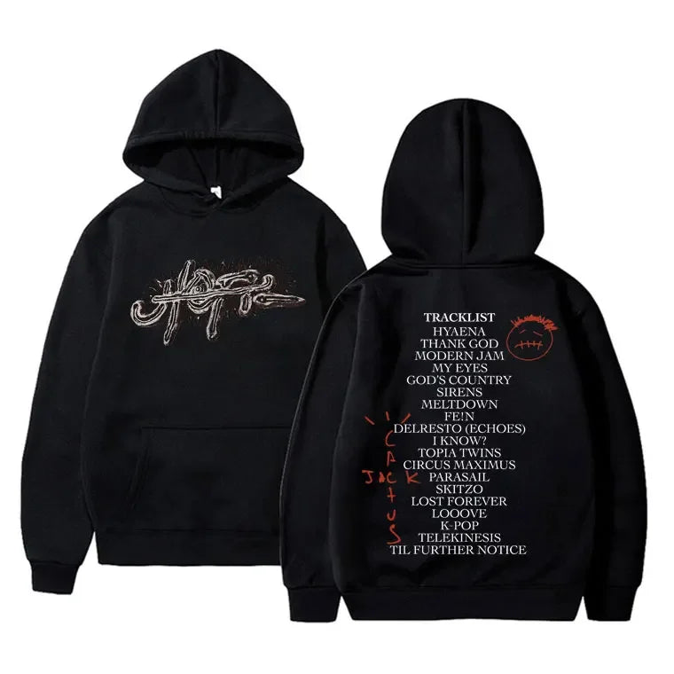 Rapper Cactus Jack Album UTOPIA Graphic Hoodie Unisex Hip Hop Trend Hooded Sweatshirt Street Fashion Vintage Oversized Pullovers