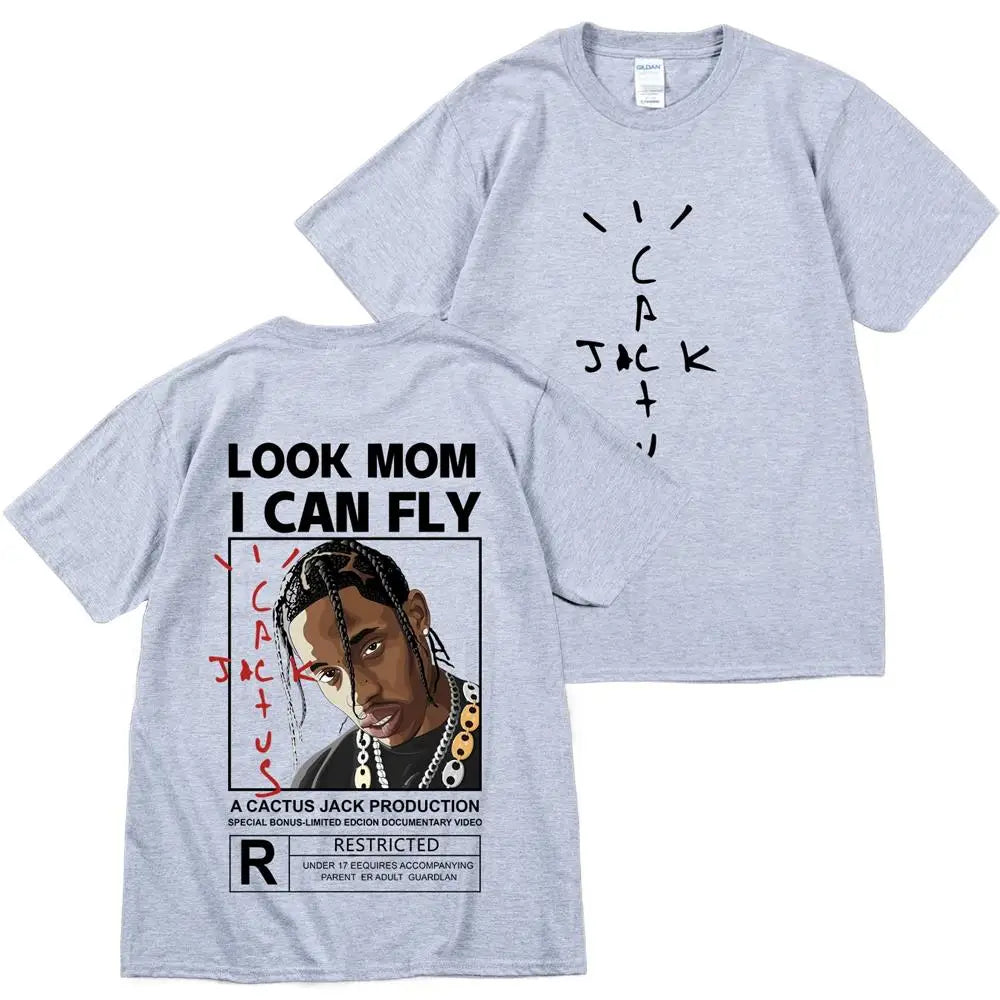 Kanye West Fashion Hip Hop Men Tshirt Tour Short Sleeve CACTUS JACK Print Basic Couple Loose Short Sleeve T-Shirt Cotton Clothes - Travis Scott Merchandise - Free Shipping Buy Now