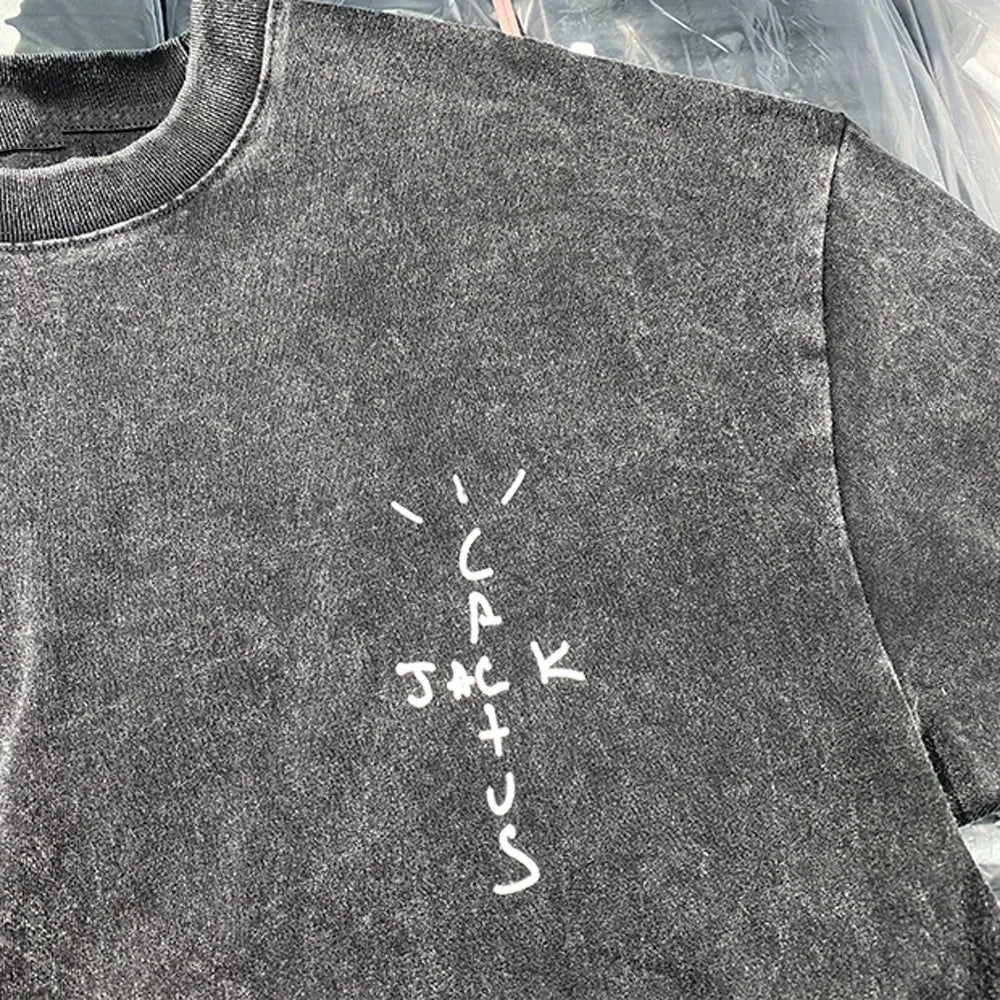 2025 Men CACTUS JACK T Shirts Drop-shoulder sleeve T-Shirt Hip Hop Skateboard Street 100% Cotton T-Shirts 230G Tee Top - Travis Scott Merchandise - Free Shipping Buy Now