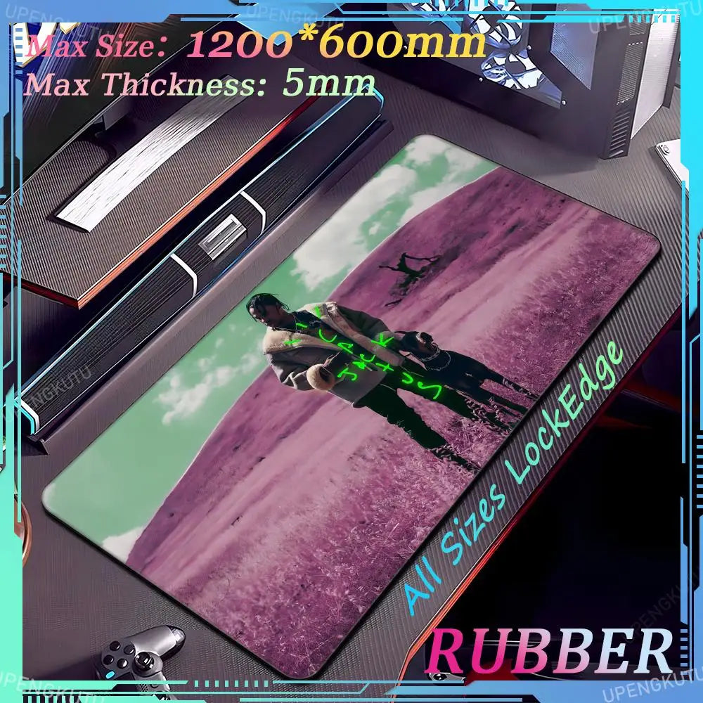 Travis Scott Oversized XXXL MousePad Anime Lock Edge Keyboard Gaming Accessories PC Pad Thick Desk Mat Carpet Rubber Mouse Pad - Travis Scott Merchandise - Free Shipping Buy Now