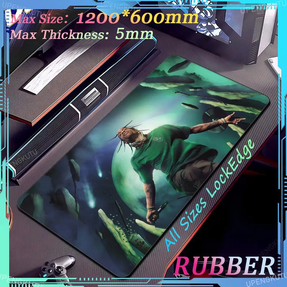 Travis Scott Oversized XXXL MousePad Anime Lock Edge Keyboard Gaming Accessories PC Pad Thick Desk Mat Carpet Rubber Mouse Pad - Travis Scott Merchandise - Free Shipping Buy Now