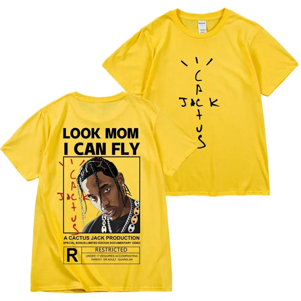 Kanye West Fashion Hip Hop Men Tshirt Tour Short Sleeve CACTUS JACK Print Basic Couple Loose Short Sleeve T-Shirt Cotton Clothes - Travis Scott Merchandise - Free Shipping Buy Now