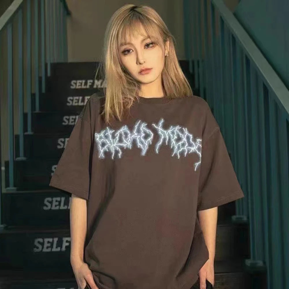 2023 New Summer Cactus Jack Letter Embroidery Short Sleeve Tees Men's Streetwear Crew Neck Cotton Tshirts Y2K Unisex Tank Tops - Travis Scott Merchandise - Free Shipping Buy Now