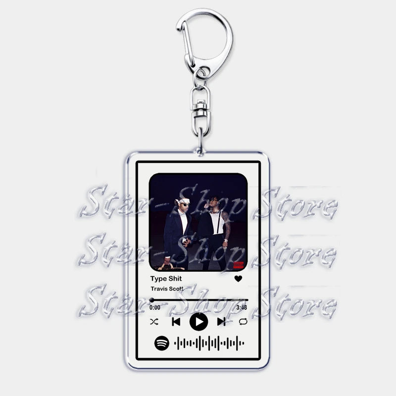 Hot Hip Hop Rap Singer Music Keychains for Women Man Accessories Bag Goosebumps Playlist Code Keying Jewelry Fans Friends Gift - Travis Scott Merchandise - Free Shipping Buy Now