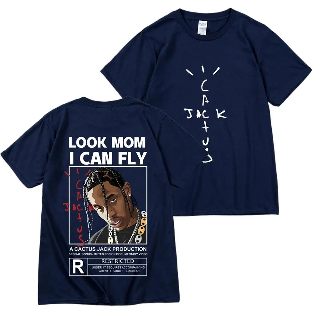 Kanye West Fashion Hip Hop Men Tshirt Tour Short Sleeve CACTUS JACK Print Basic Couple Loose Short Sleeve T-Shirt Cotton Clothes - Travis Scott Merchandise - Free Shipping Buy Now