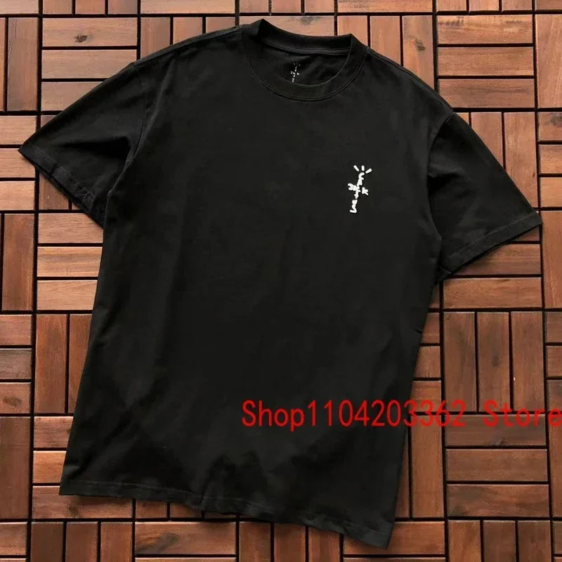 Street Men Women CACTUS JACK Short Sleeve T-shirt Summer Loose Casual Cartoon Print Crewneck Top Breathable Cotton UTOPIA Tshirt - Travis Scott Merchandise - Free Shipping Buy Now