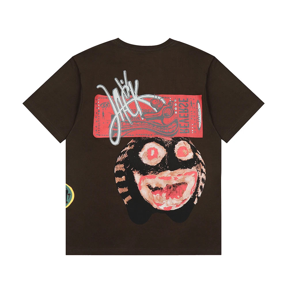 Y2K Summer Vintage Graffiti Cactus Jack Cotton White Tees Men and Women Short Sleeve Loose Casual Tshirts Oversized Hip Hop Tops - Travis Scott Merchandise - Free Shipping Buy Now