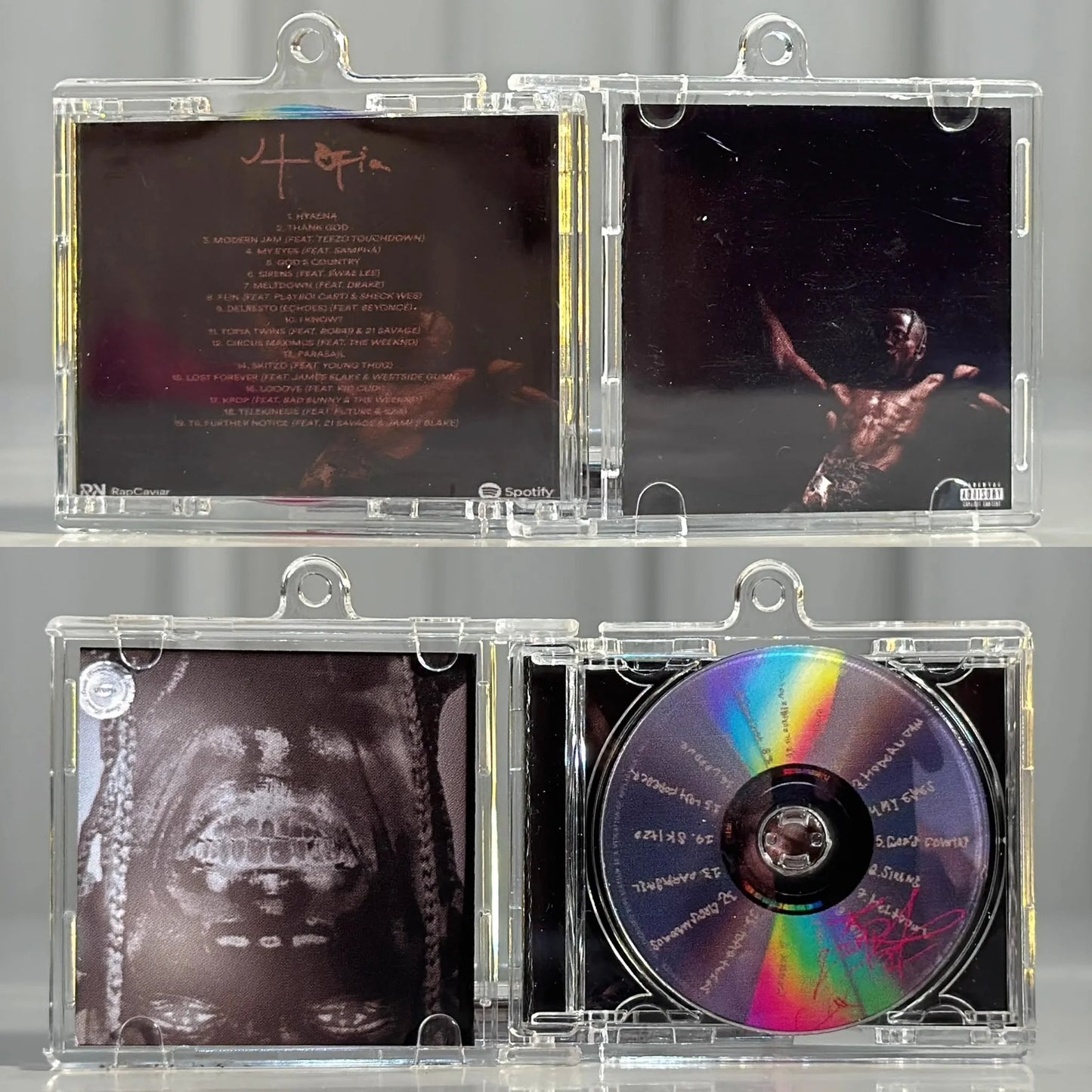 Rap Travis Scott Astroworld MINI Music CD NFC Keychain Play Songs Utopia Album Rodeo Key ring Cosplay Pendant Acrylic Necklace