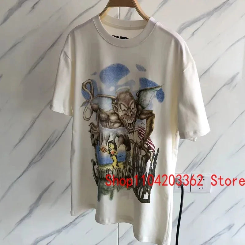 Street Men Women CACTUS JACK Short Sleeve T-shirt Summer Loose Casual Cartoon Print Crewneck Top Breathable Cotton UTOPIA Tshirt - Travis Scott Merchandise - Free Shipping Buy Now