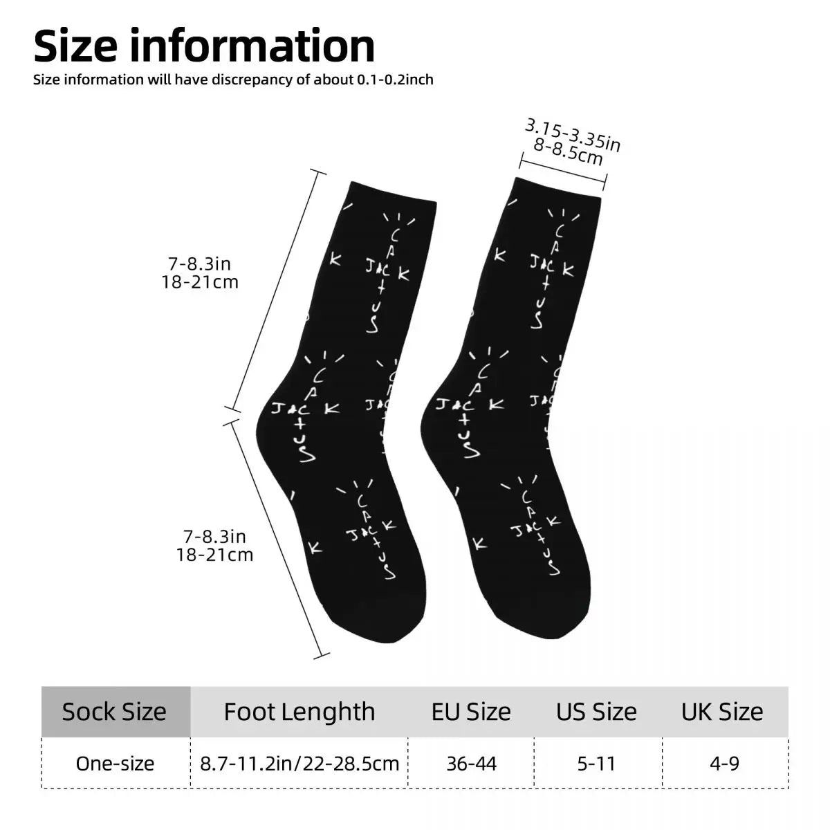 Harajuku Best Logos Jack Cactus Travis Scott Football Socks Polyester Middle Tube Socks for Women Men - Travis Scott Merchandise - Free Shipping Buy Now
