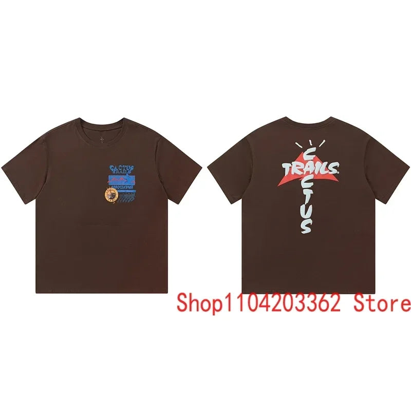 Street Men Women CACTUS JACK Short Sleeve T-shirt Summer Loose Casual Cartoon Print Crewneck Top Breathable Cotton UTOPIA Tshirt - Travis Scott Merchandise - Free Shipping Buy Now