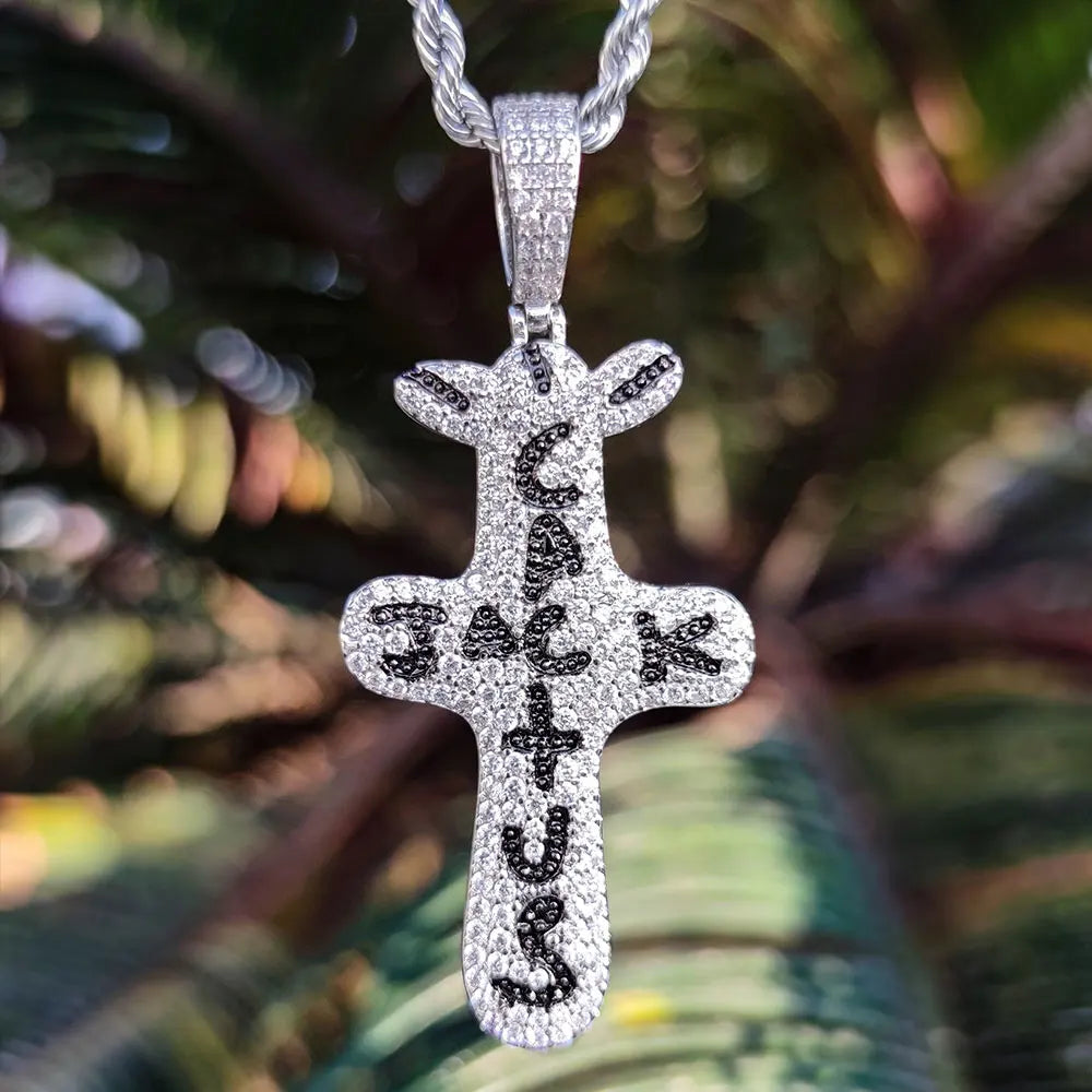 Hip Hop Singer Travis Scott With Cactus Jack Cross Zircon Pendant Necklace - Travis Scott Merchandise - Free Shipping Buy Now
