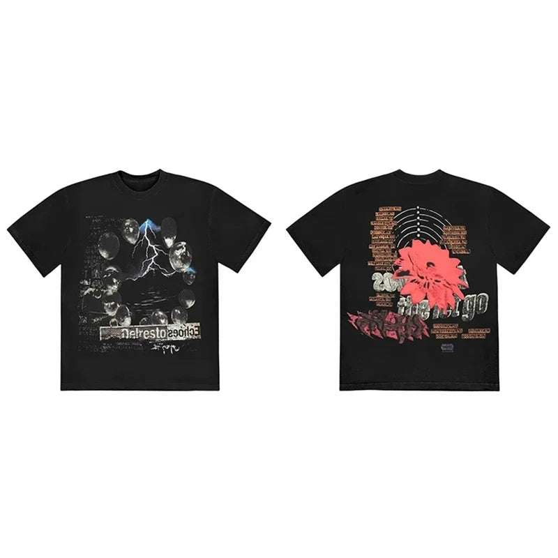 CACTUS JACK Short Sleeve T-shirt Loose Casual Crewneck Men Women Top Tees UTOPIA T Shirt - Travis Scott Merchandise - Free Shipping Buy Now