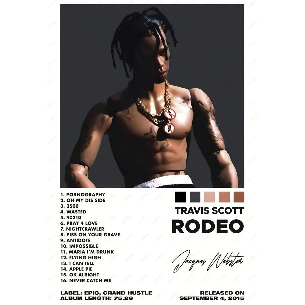 T-Travis S-Scott RodeoAstroworld Album Poster Sticky Wall Art Printing Waterproof Home Living Bed Room Bar Aesthetic Decor - Travis Scott Merchandise - Free Shipping Buy Now
