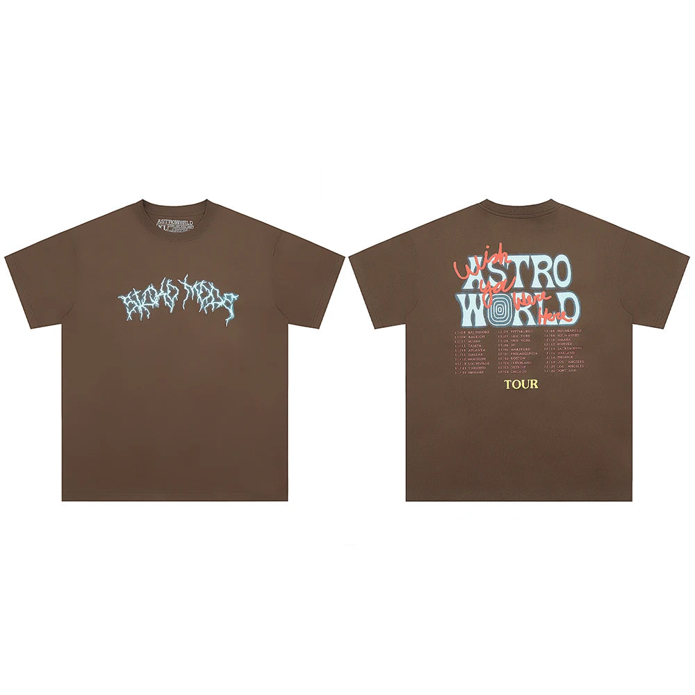 Characater Print Letter Embroidery Short Sleeve Summer Top Tees for Men Cactus Jack Crew Neck Cotton Casual Oversized Tshirts - Travis Scott Merchandise - Free Shipping Buy Now