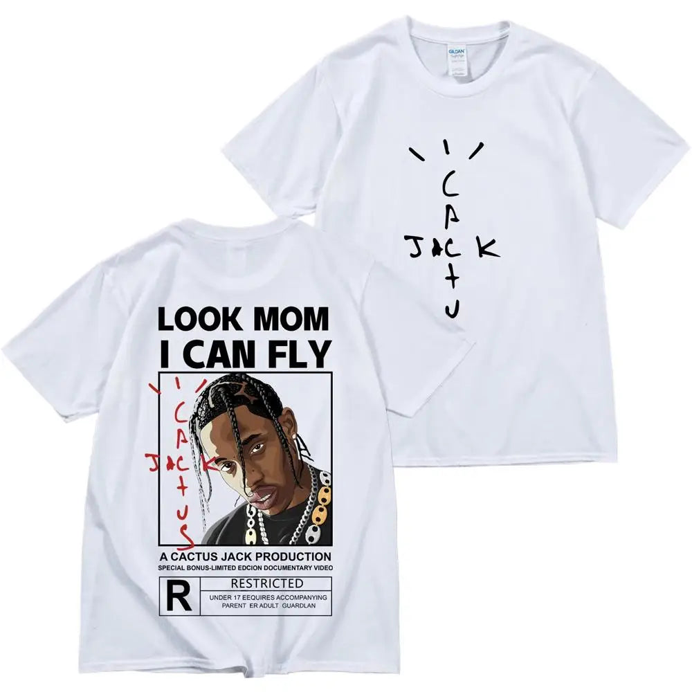 Kanye West Fashion Hip Hop Men Tshirt Tour Short Sleeve CACTUS JACK Print Basic Couple Loose Short Sleeve T-Shirt Cotton Clothes - Travis Scott Merchandise - Free Shipping Buy Now