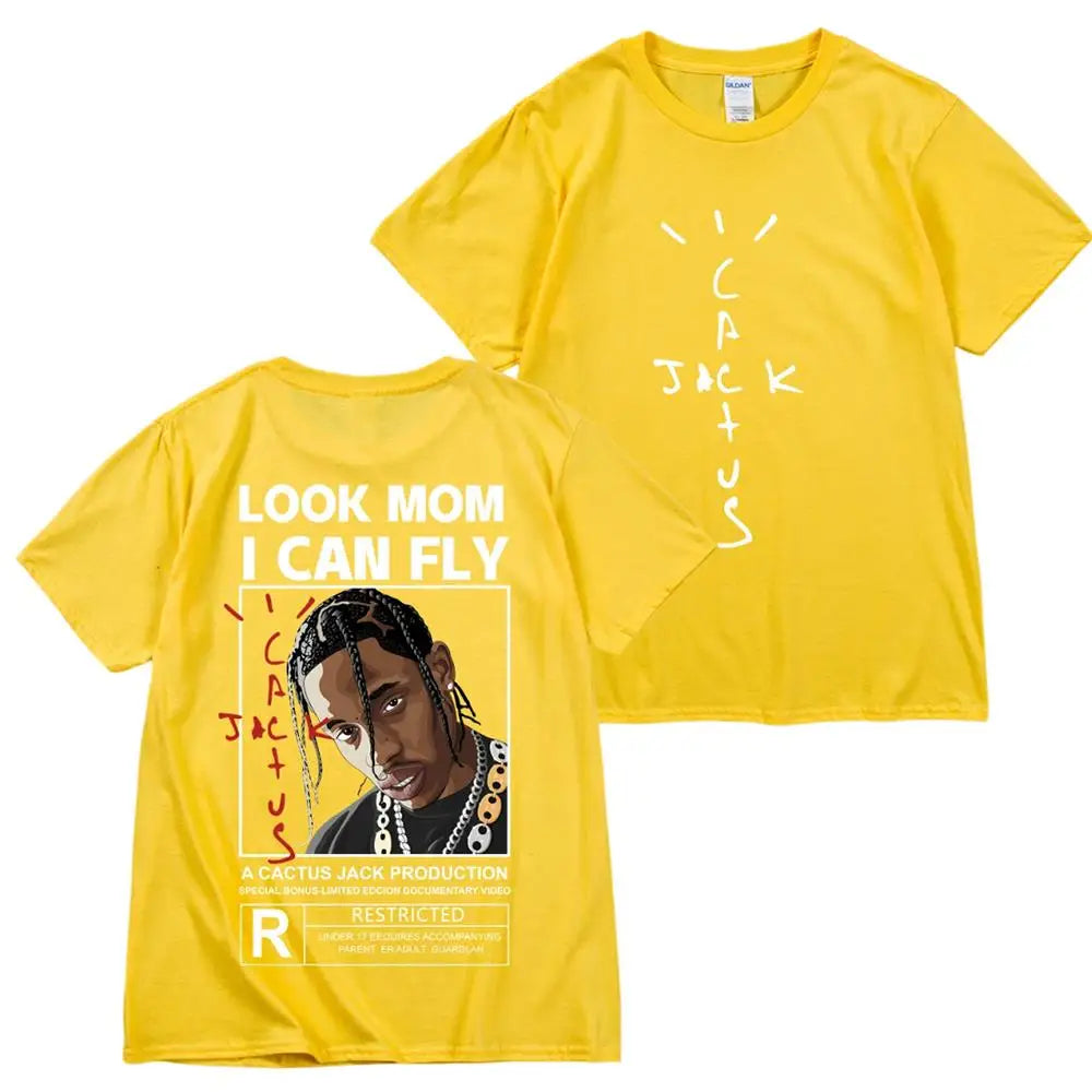 Kanye West Fashion Hip Hop Men Tshirt Tour Short Sleeve CACTUS JACK Print Basic Couple Loose Short Sleeve T-Shirt Cotton Clothes - Travis Scott Merchandise - Free Shipping Buy Now