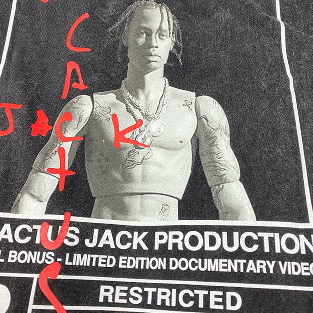2025 Men CACTUS JACK T Shirts Drop-shoulder sleeve T-Shirt Hip Hop Skateboard Street 100% Cotton T-Shirts 230G Tee Top - Travis Scott Merchandise - Free Shipping Buy Now