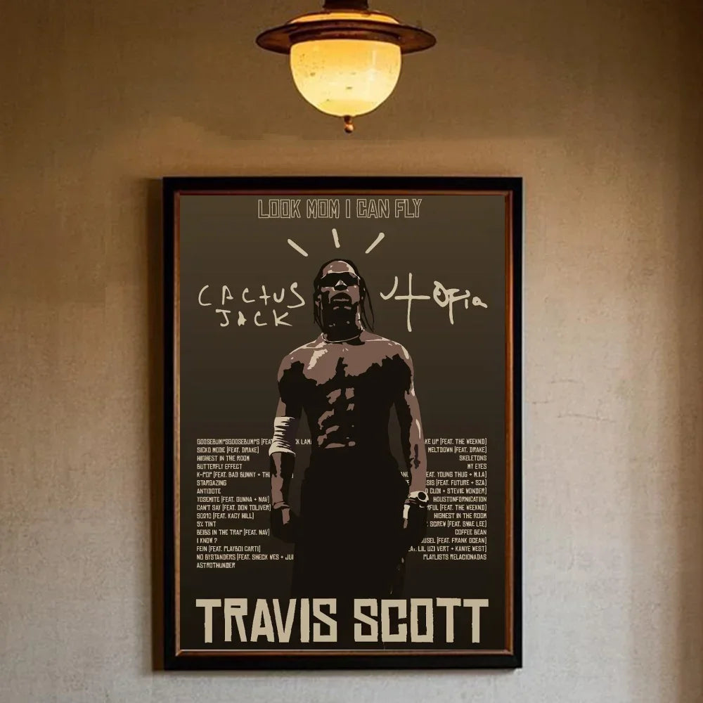 T-Travis Scott Astroworld Jackboys Music Album Poster art sticky wall waterproof home living room bedroom bar aesthetic decorati - Travis Scott Merchandise - Free Shipping Buy Now