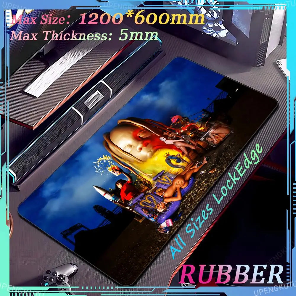 Travis Scott Oversized XXXL MousePad Anime Lock Edge Keyboard Gaming Accessories PC Rubber Mouse Pad Thick Desk Mat Carpet - Travis Scott Merchandise - Free Shipping Buy Now